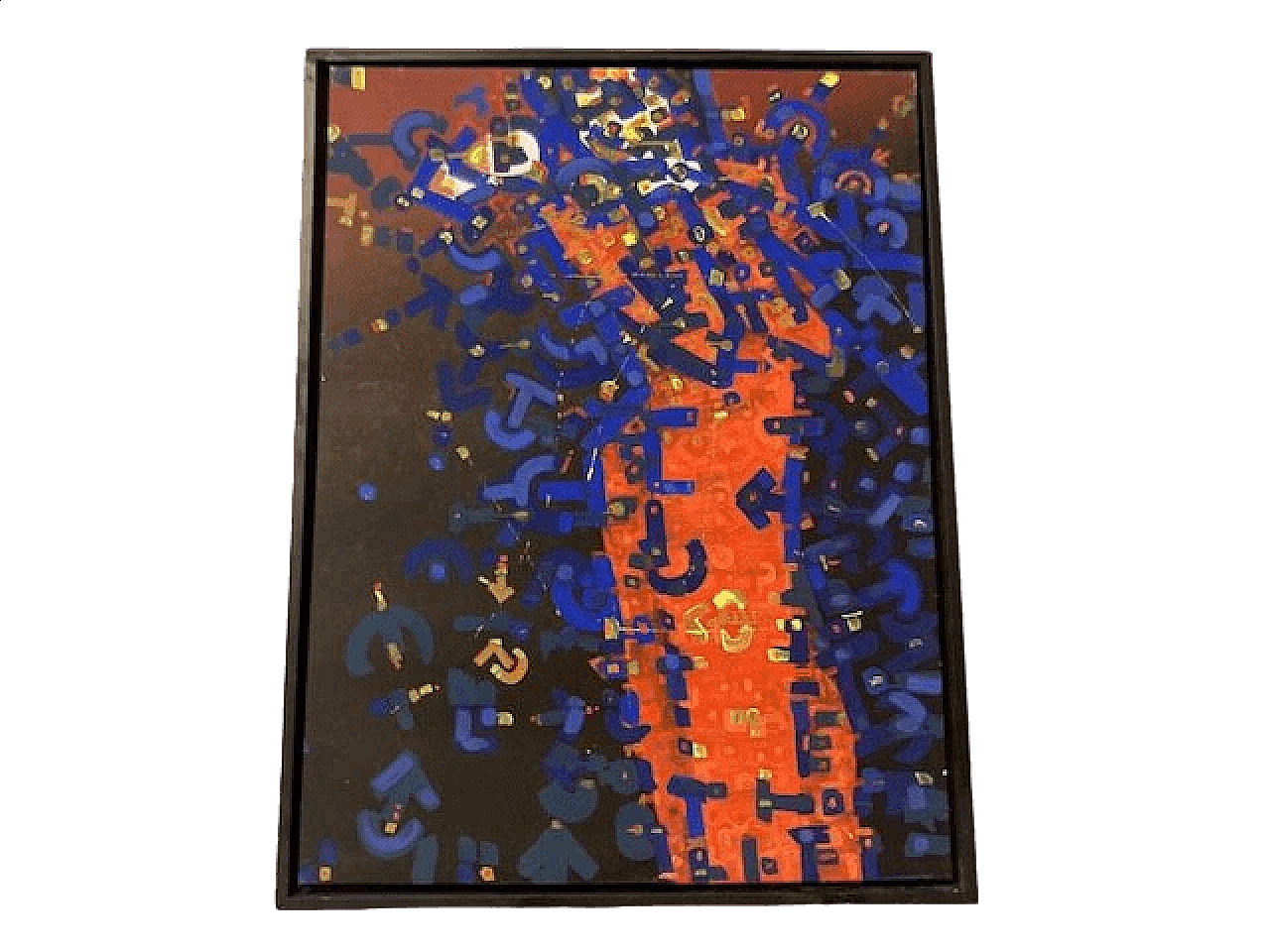 Dipinto astratto di arte contemporanea, smalti policromi su tela, anni 2000 9