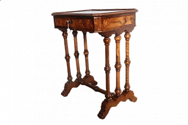 Inlaid walnut coffee table or bedside table, 19th century