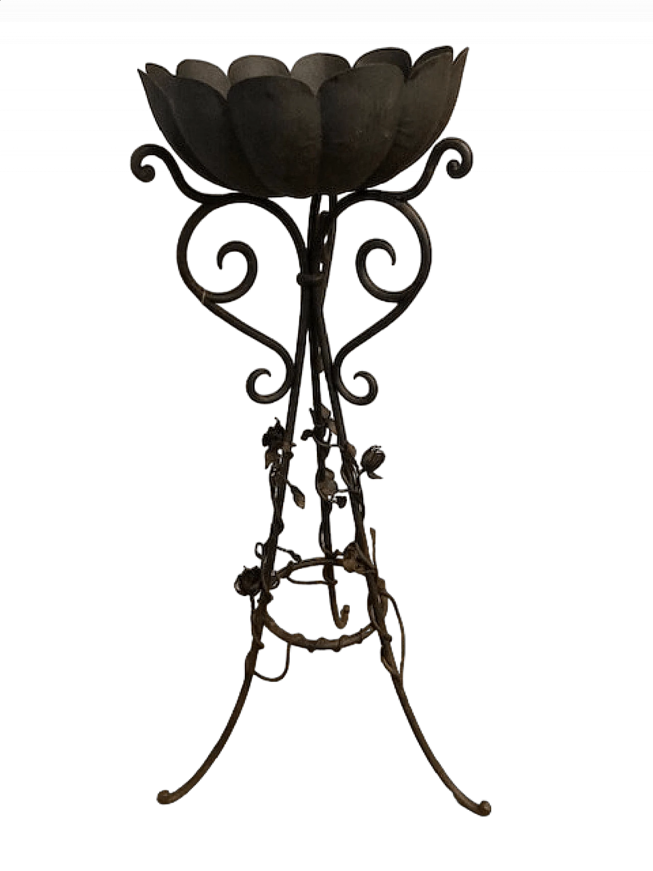Wrought iron flower stand with roses, 1930s 15