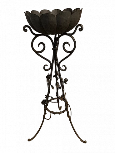 Wrought iron flower stand with roses, 1930s