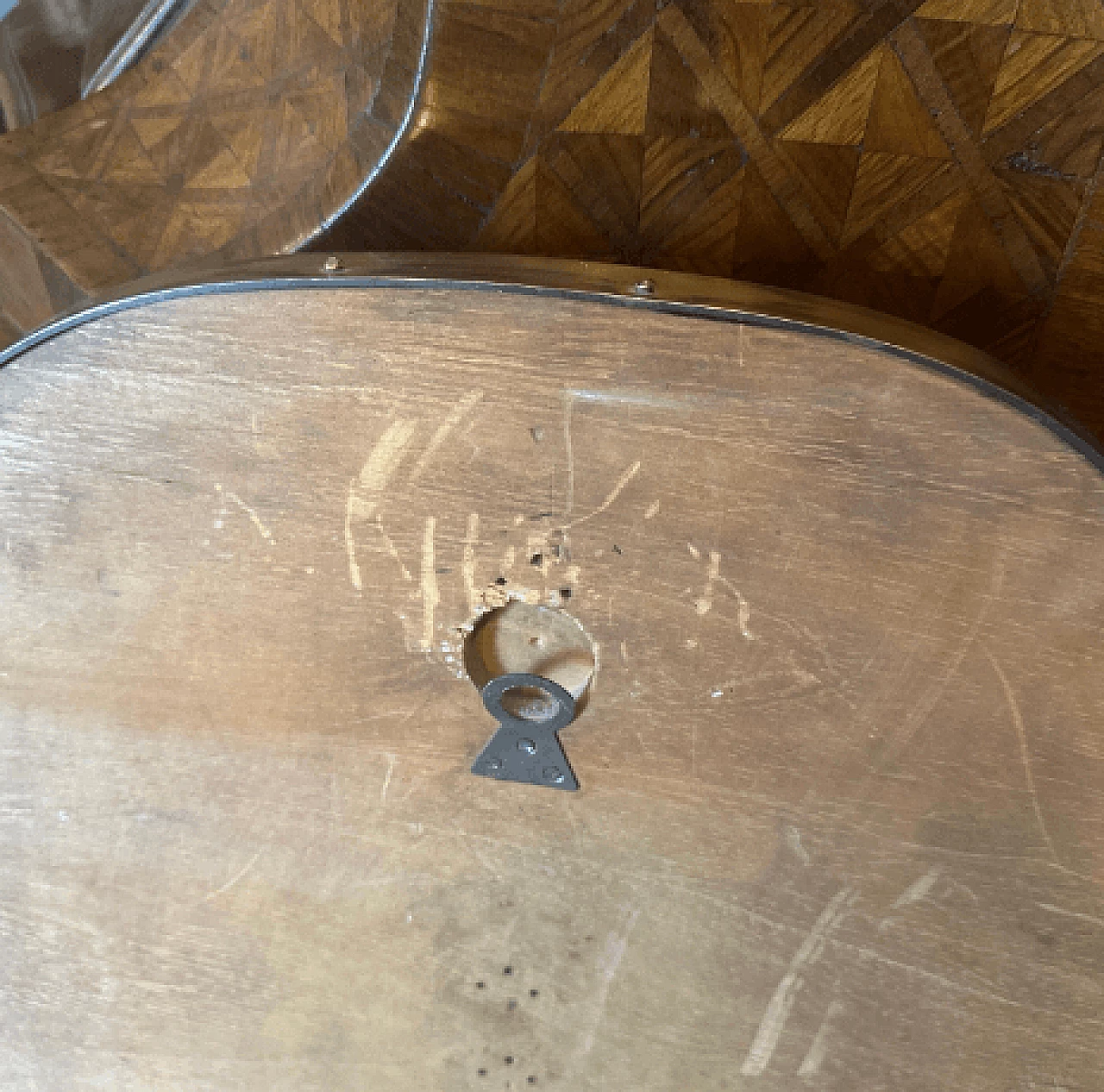 Brass shield-shaped mirror in the style of Gio Ponti, 1950s 9