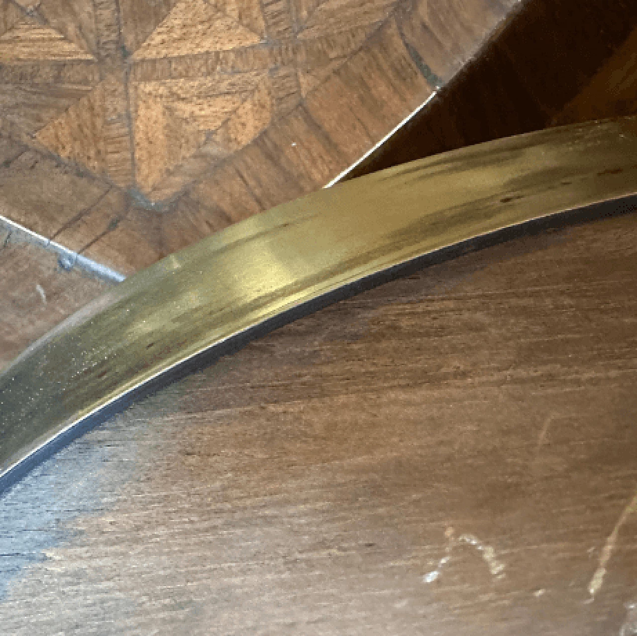 Brass shield-shaped mirror in the style of Gio Ponti, 1950s 10