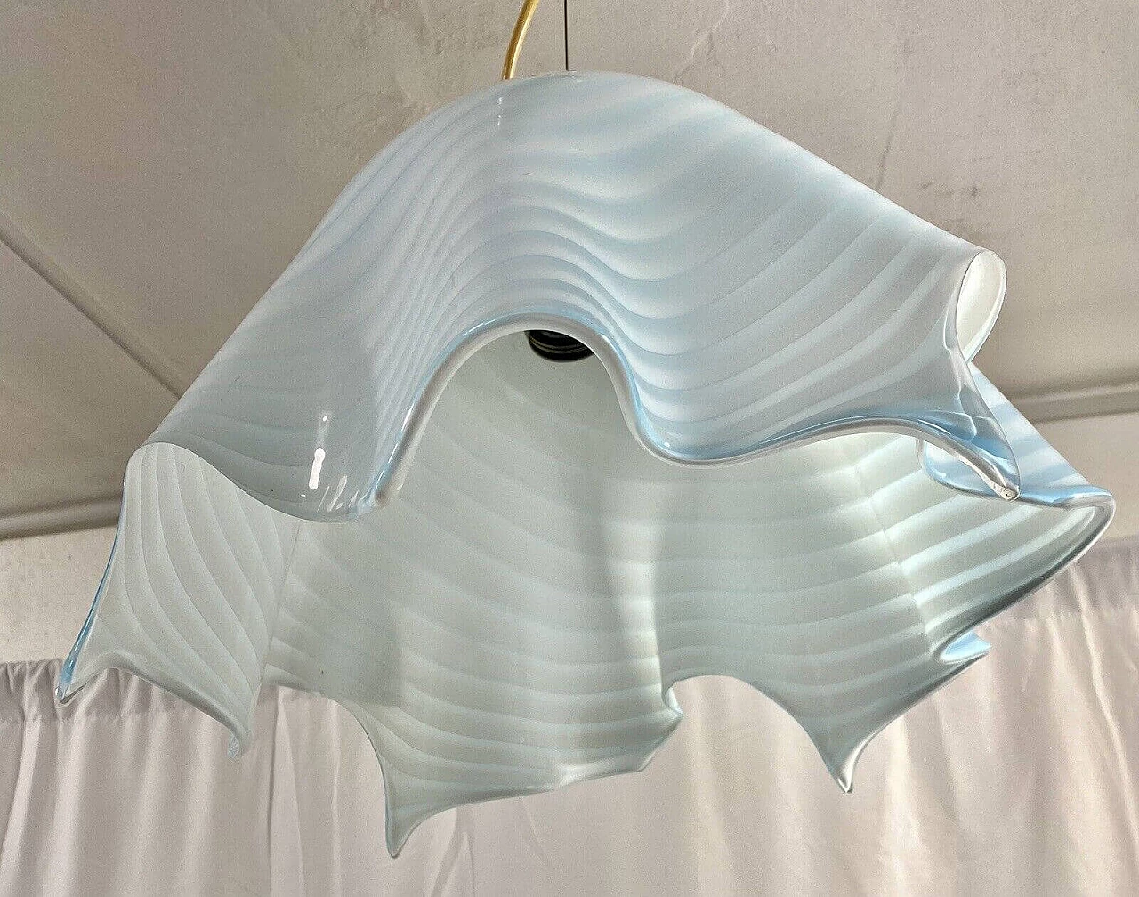 Lampadario a fazzoletto in vetro di Venini, fine '900 2