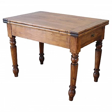 Solid poplar folding kitchen table, mid-19th century