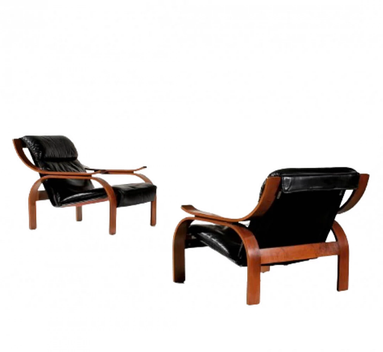 Pair of Woodline armchairs by Marco Zanuso for Arflex, 1960s 1