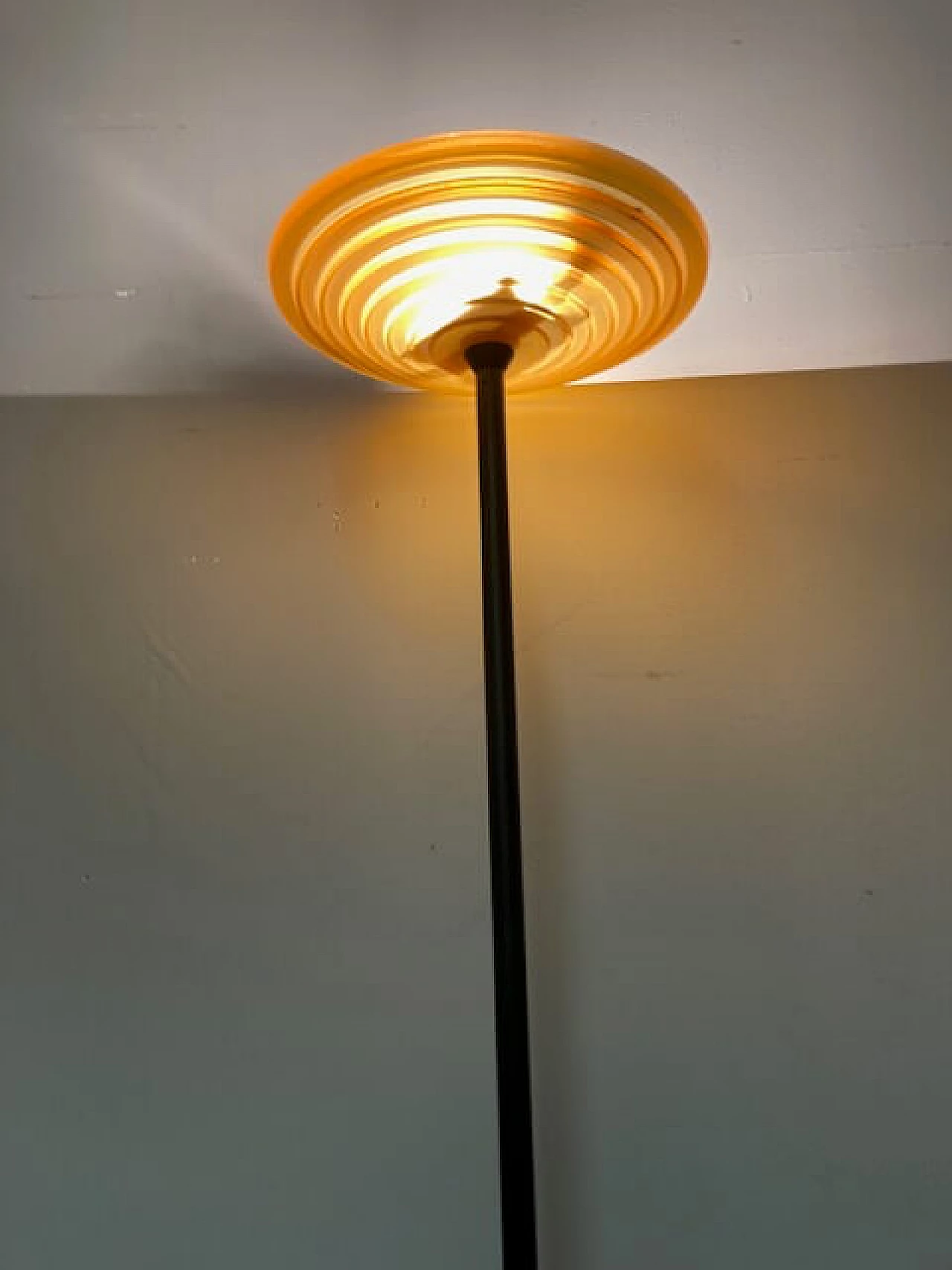 Metal and orange glass floor lamp by Fontana Arte, 1970s 10