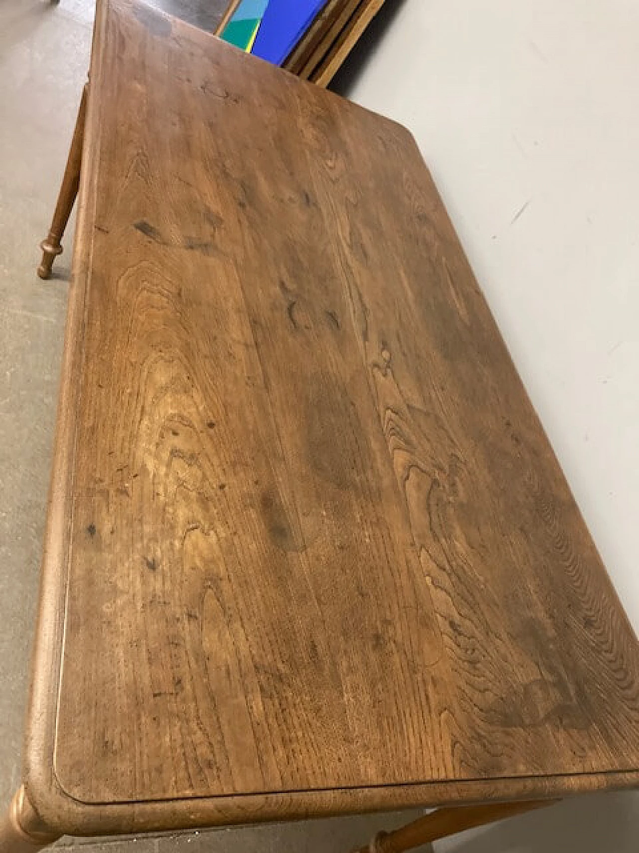 Tavolo Luigi Filippo in rovere massello con cassetto, '800 2