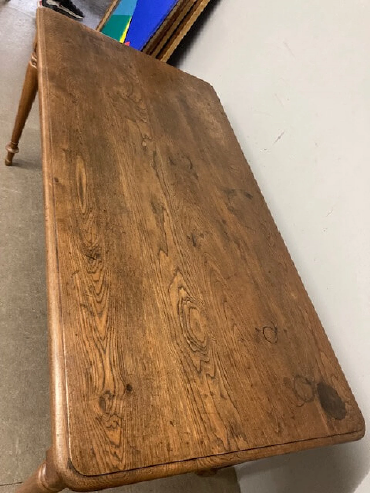 Tavolo Luigi Filippo in rovere massello con cassetto, '800 5