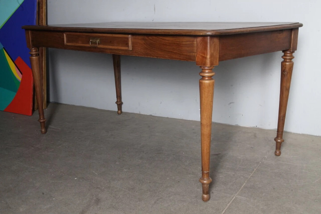 Louis Philippe solid oak table with drawer, 19th century 9