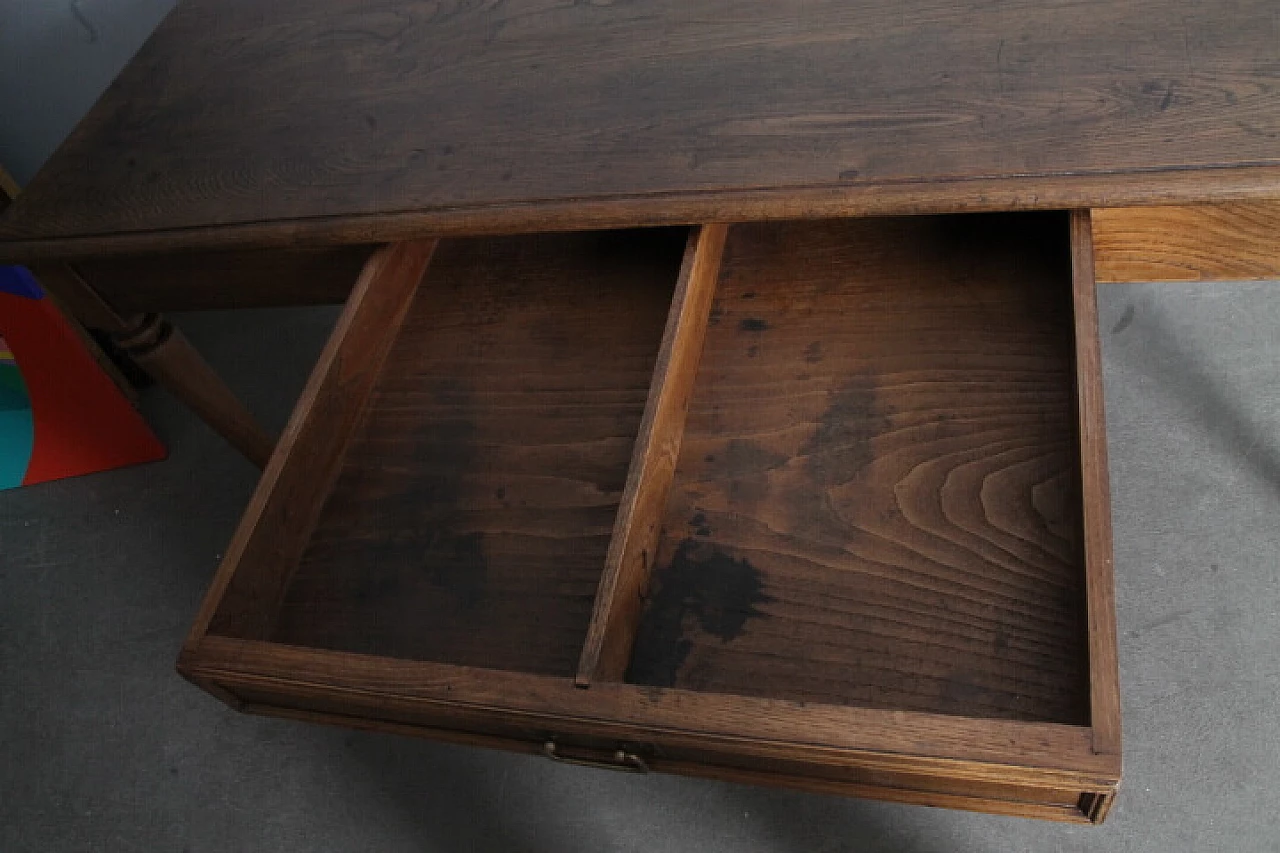 Tavolo Luigi Filippo in rovere massello con cassetto, '800 10