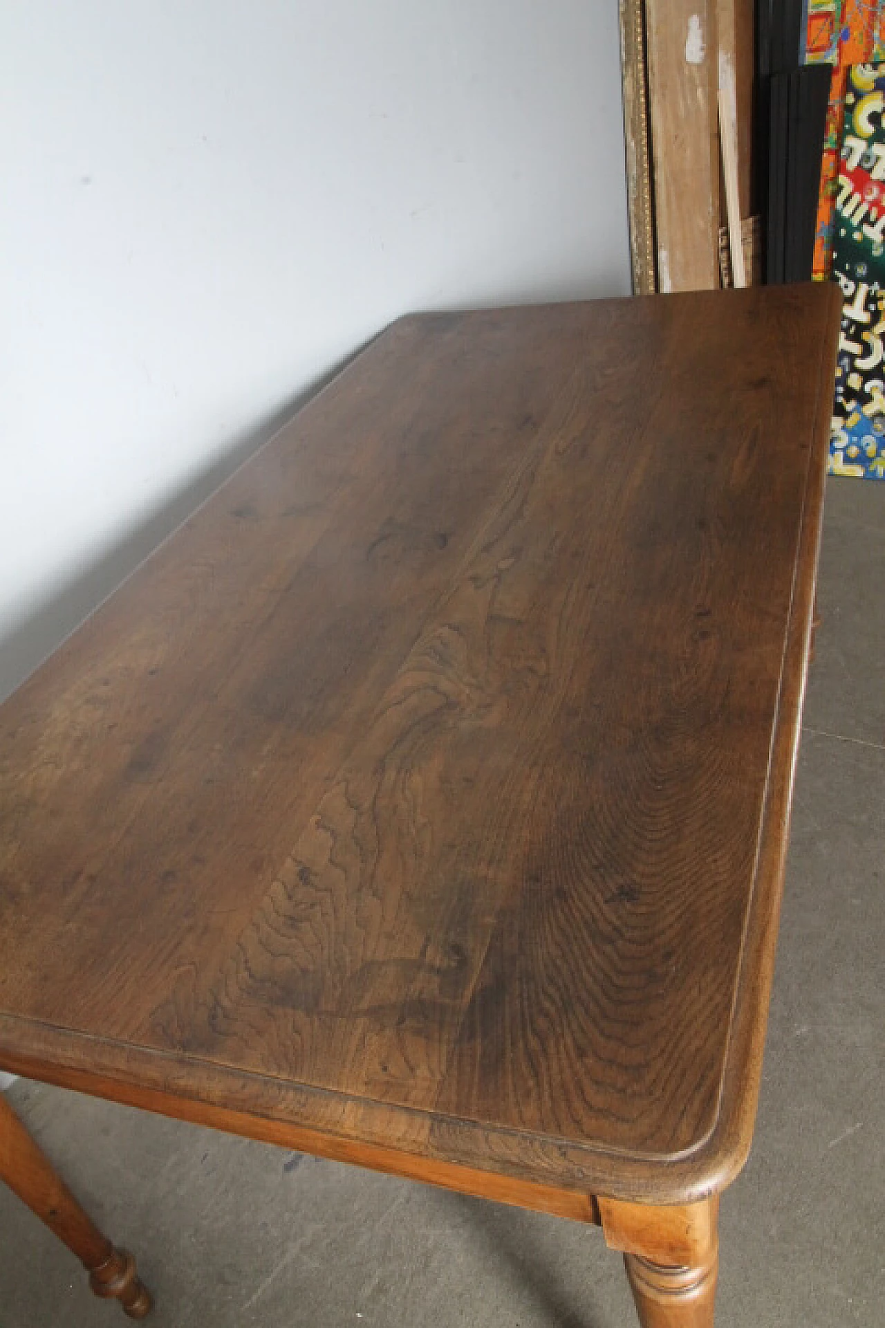 Tavolo Luigi Filippo in rovere massello con cassetto, '800 11