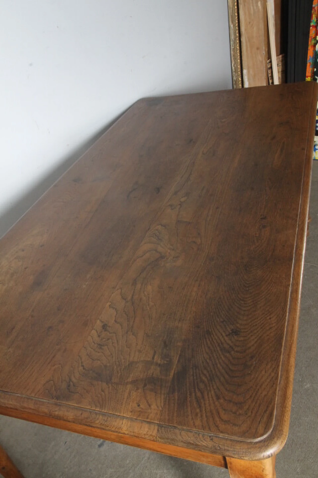 Tavolo Luigi Filippo in rovere massello con cassetto, '800 12