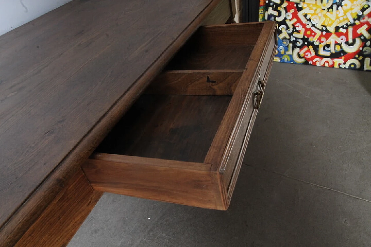 Tavolo Luigi Filippo in rovere massello con cassetto, '800 13