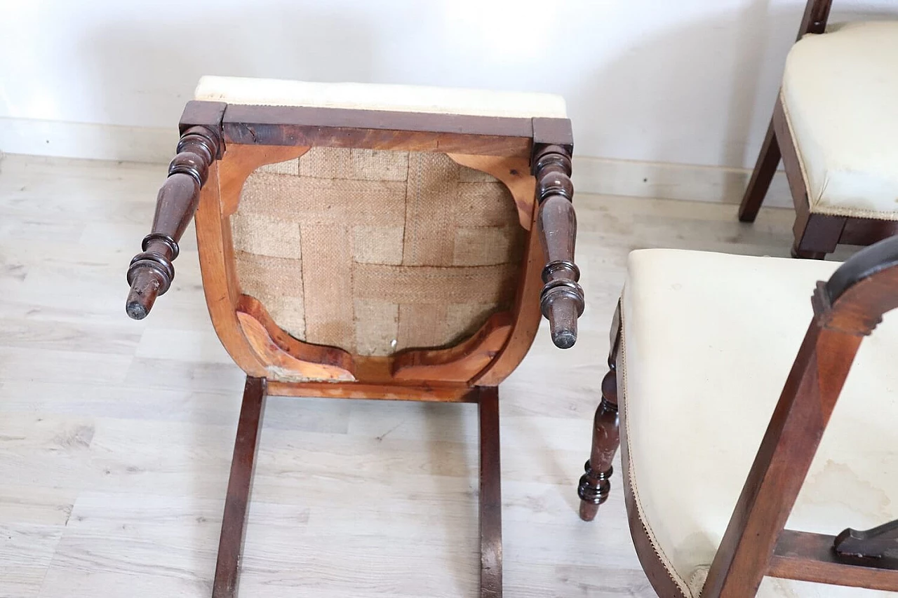 6 English chairs in solid mahogany and fabric, 19th century 6