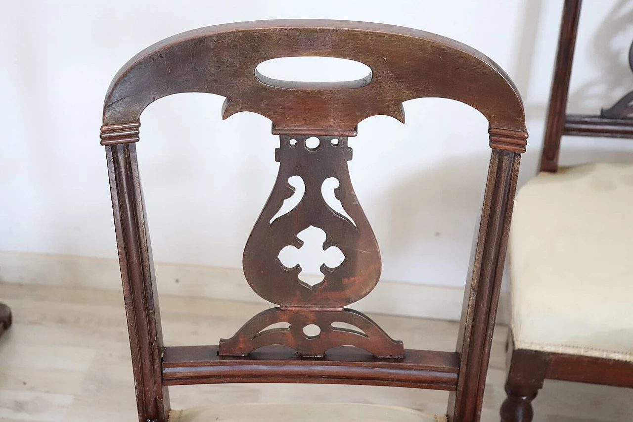6 English chairs in solid mahogany and fabric, 19th century 7