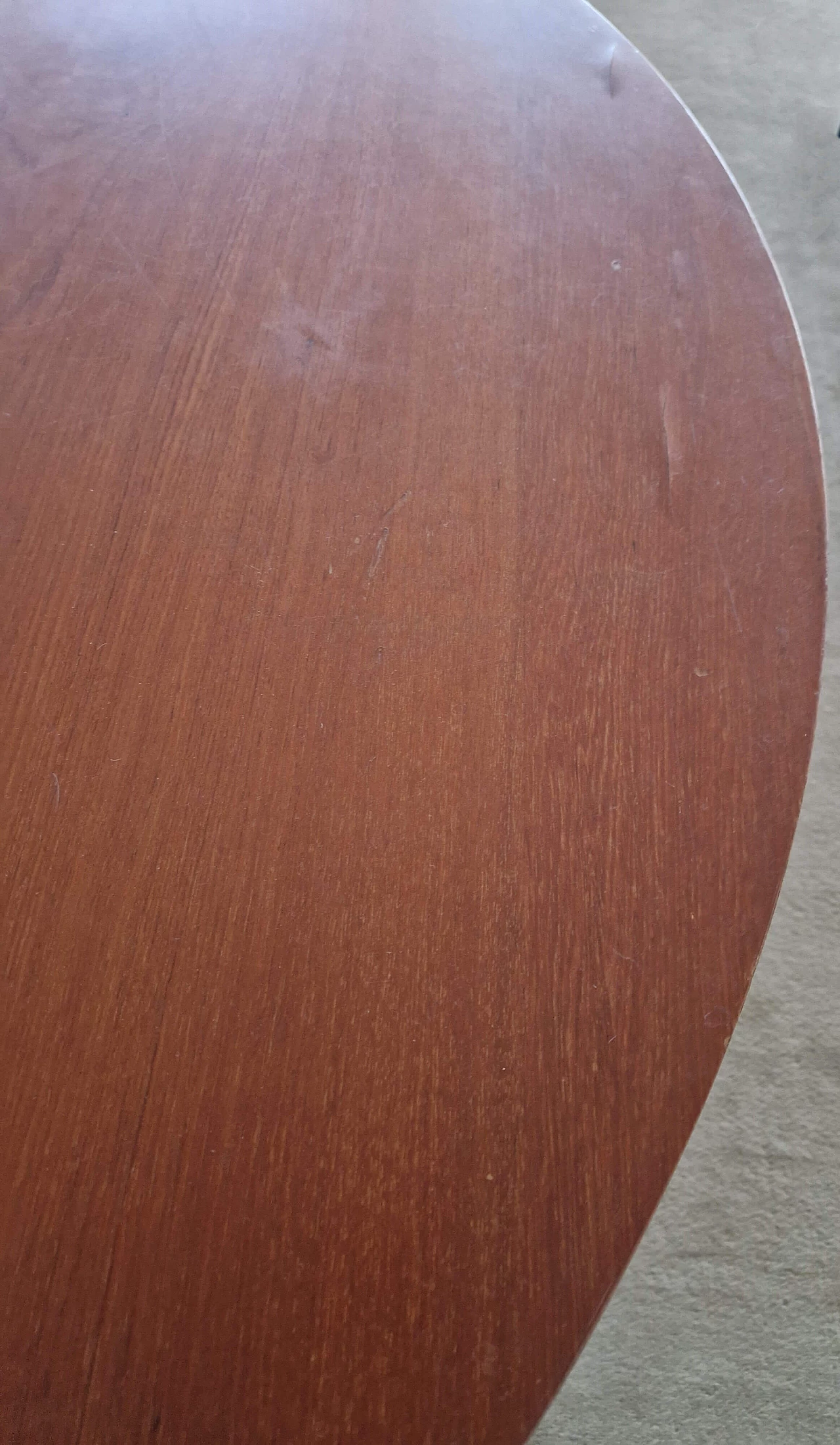 Round black steel and teak veneered wood table, 1960s 5