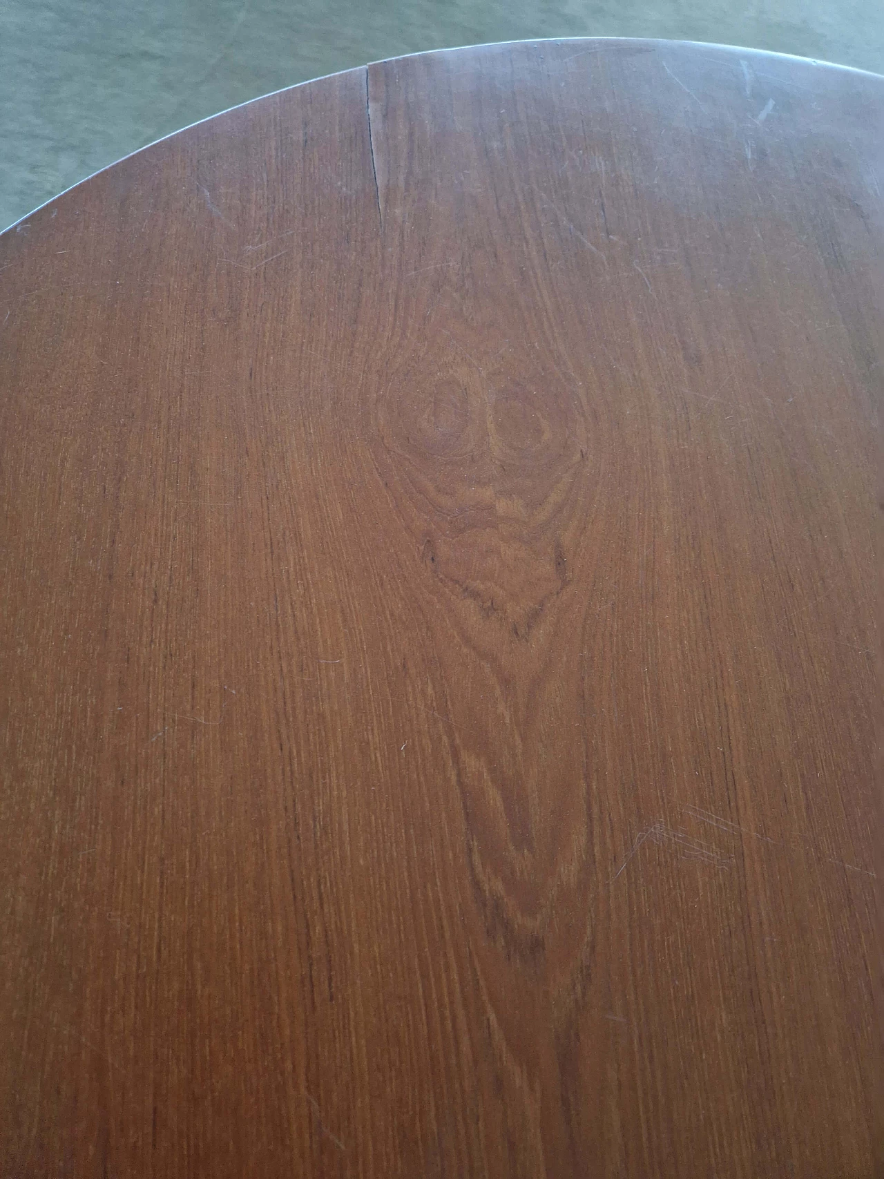 Round black steel and teak veneered wood table, 1960s 6