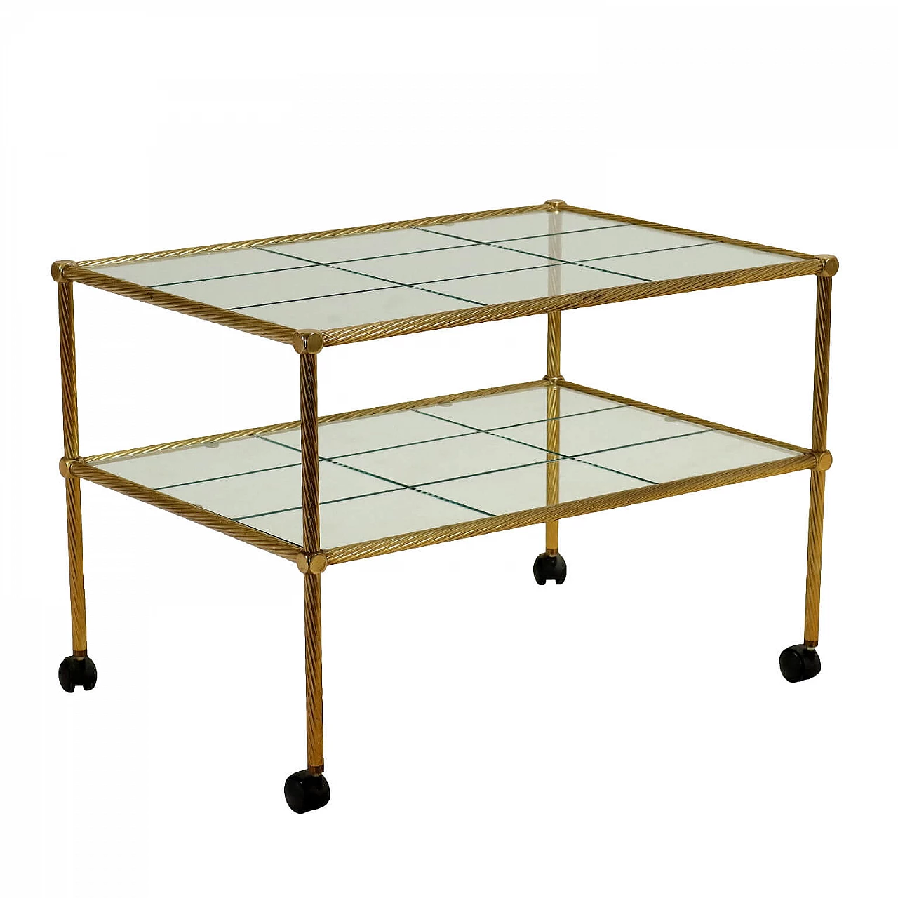 Brass cart with double glass top, 1980s 1