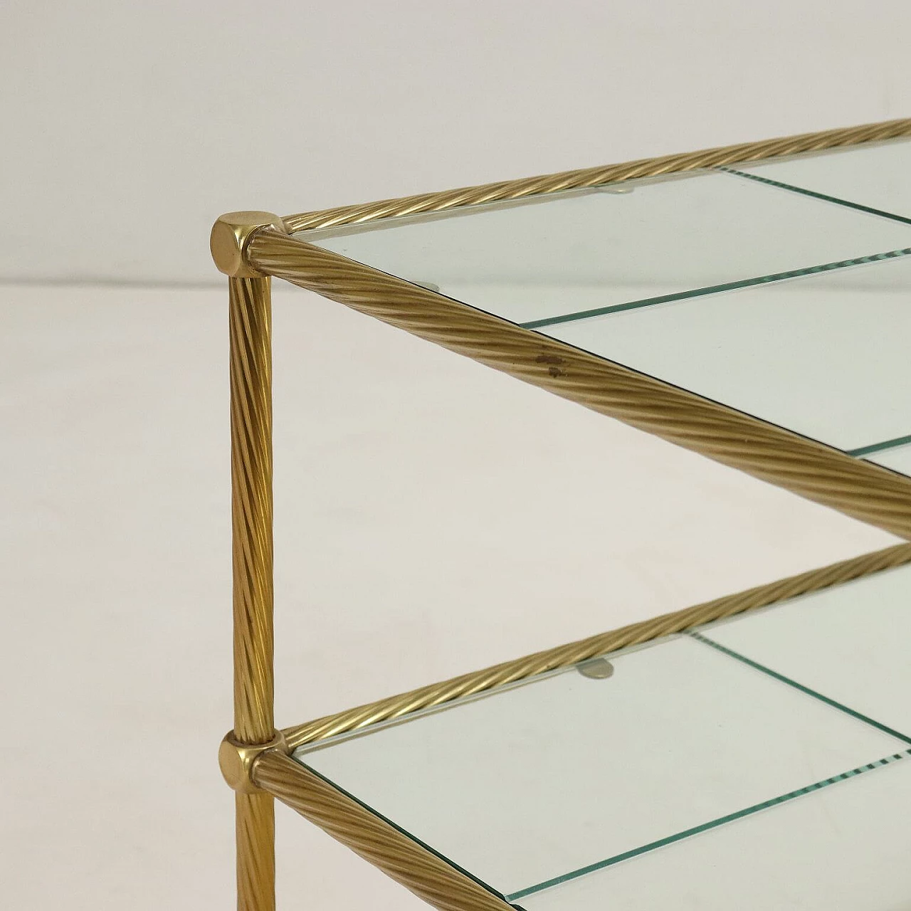 Brass cart with double glass top, 1980s 3