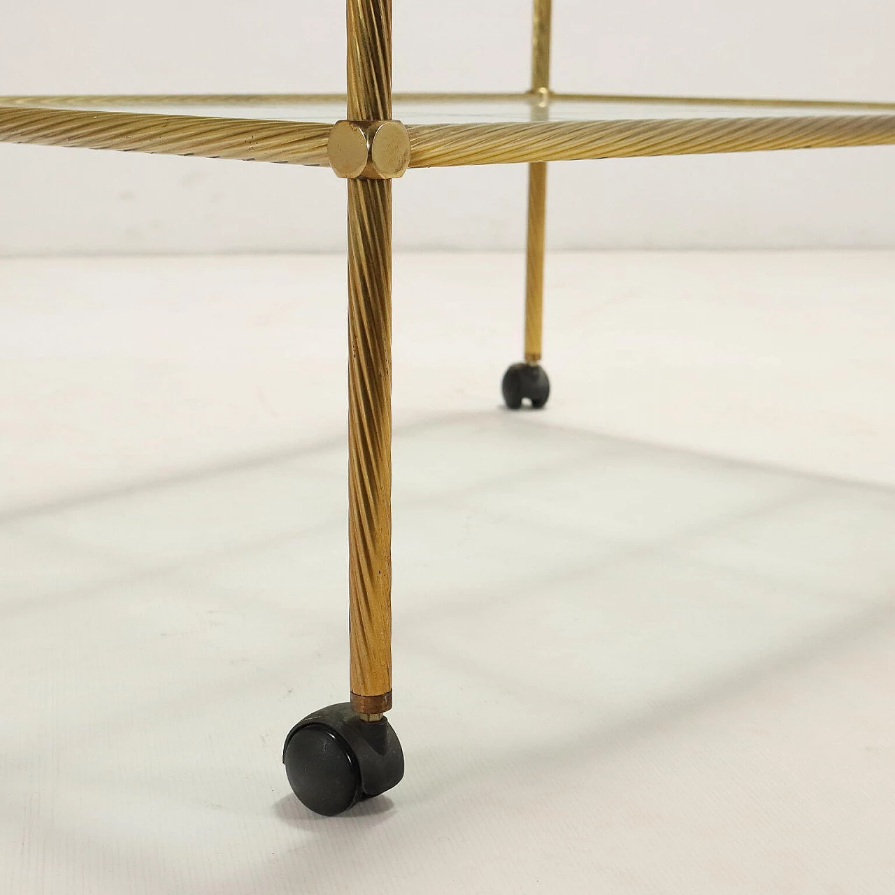Brass cart with double glass top, 1980s 6