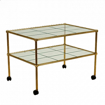 Brass cart with double glass top, 1980s
