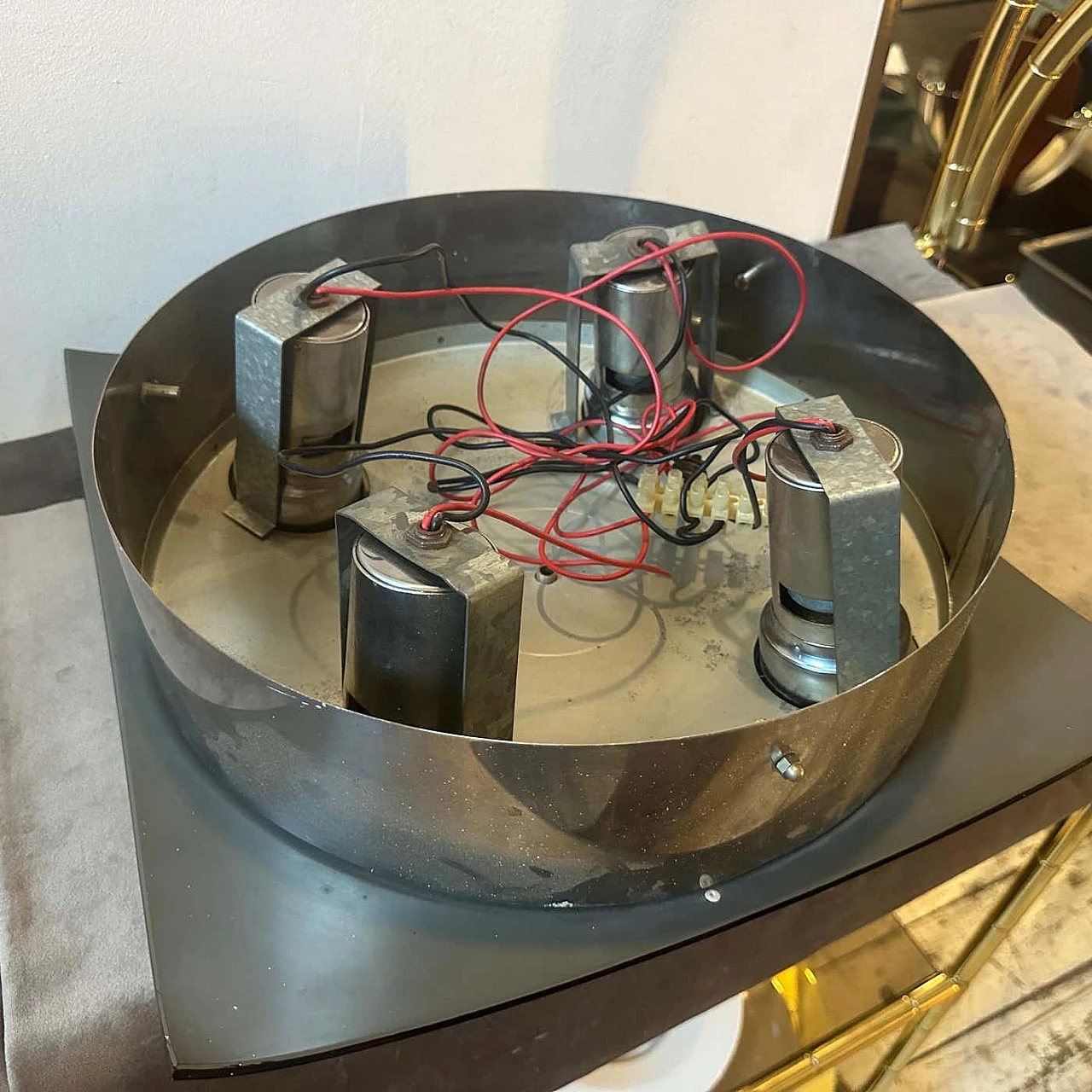 Square ceiling lamp in smoked mirrored glass by Veca, 1970s 5