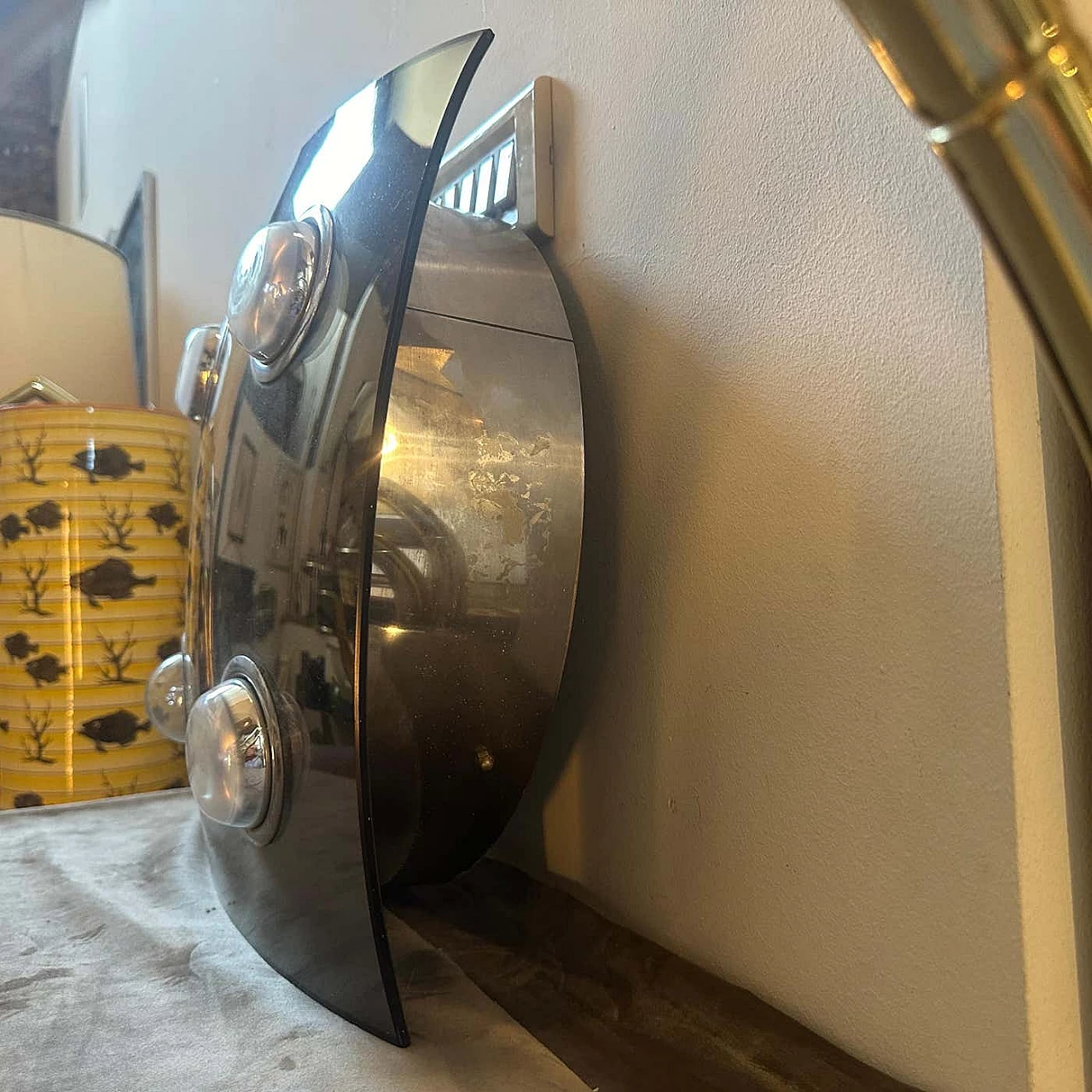 Square ceiling lamp in smoked mirrored glass by Veca, 1970s 7