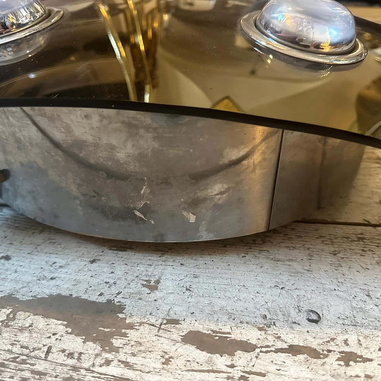 Square ceiling lamp in smoked mirrored glass by Veca, 1970s 10