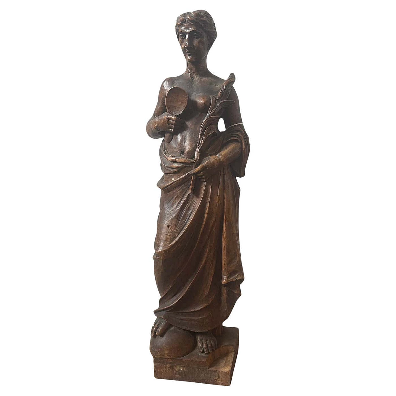 Neoclassical-style carved walnut sculpture, 1850s 1