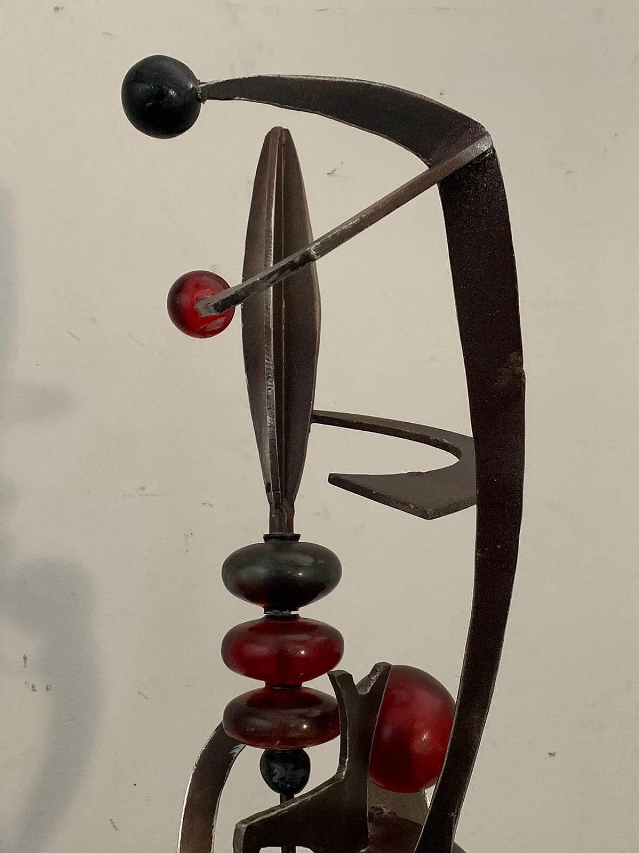 Futuristic juggler sculpture made of wrought iron and coloured resin, 1960s 4