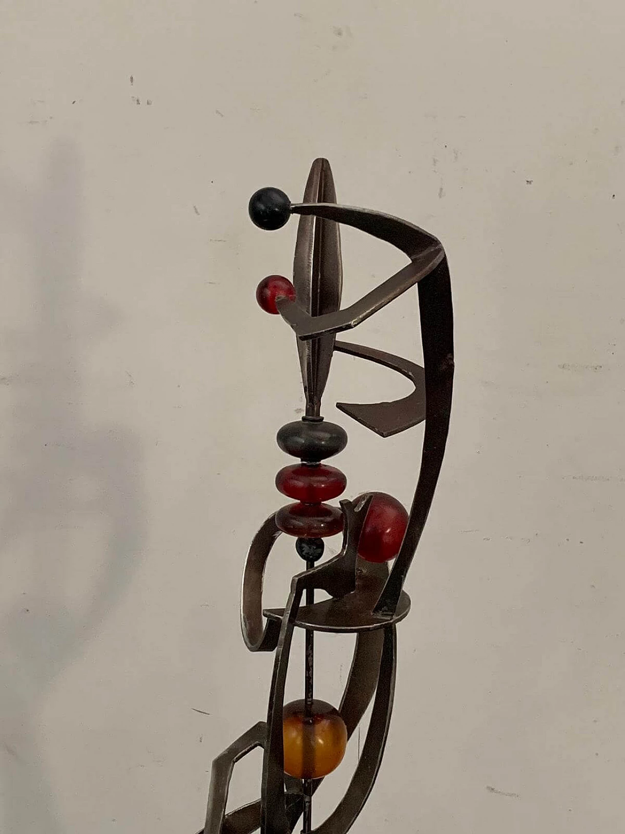 Futuristic juggler sculpture made of wrought iron and coloured resin, 1960s 5