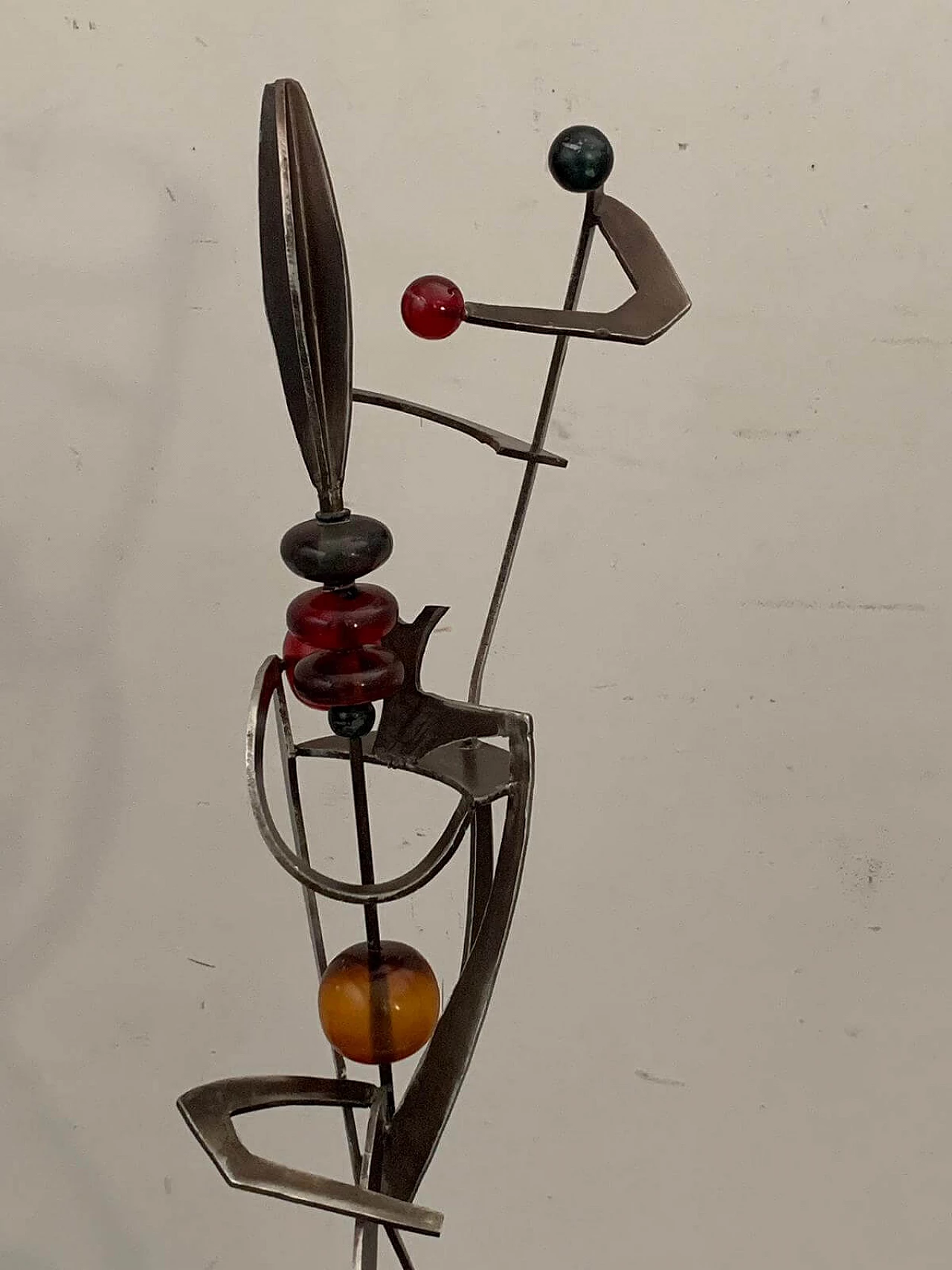 Futuristic juggler sculpture made of wrought iron and coloured resin, 1960s 6