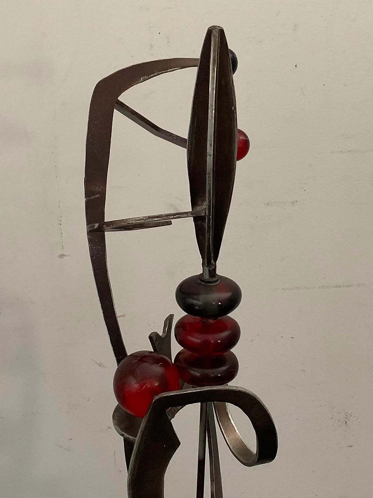 Futuristic juggler sculpture made of wrought iron and coloured resin, 1960s 8