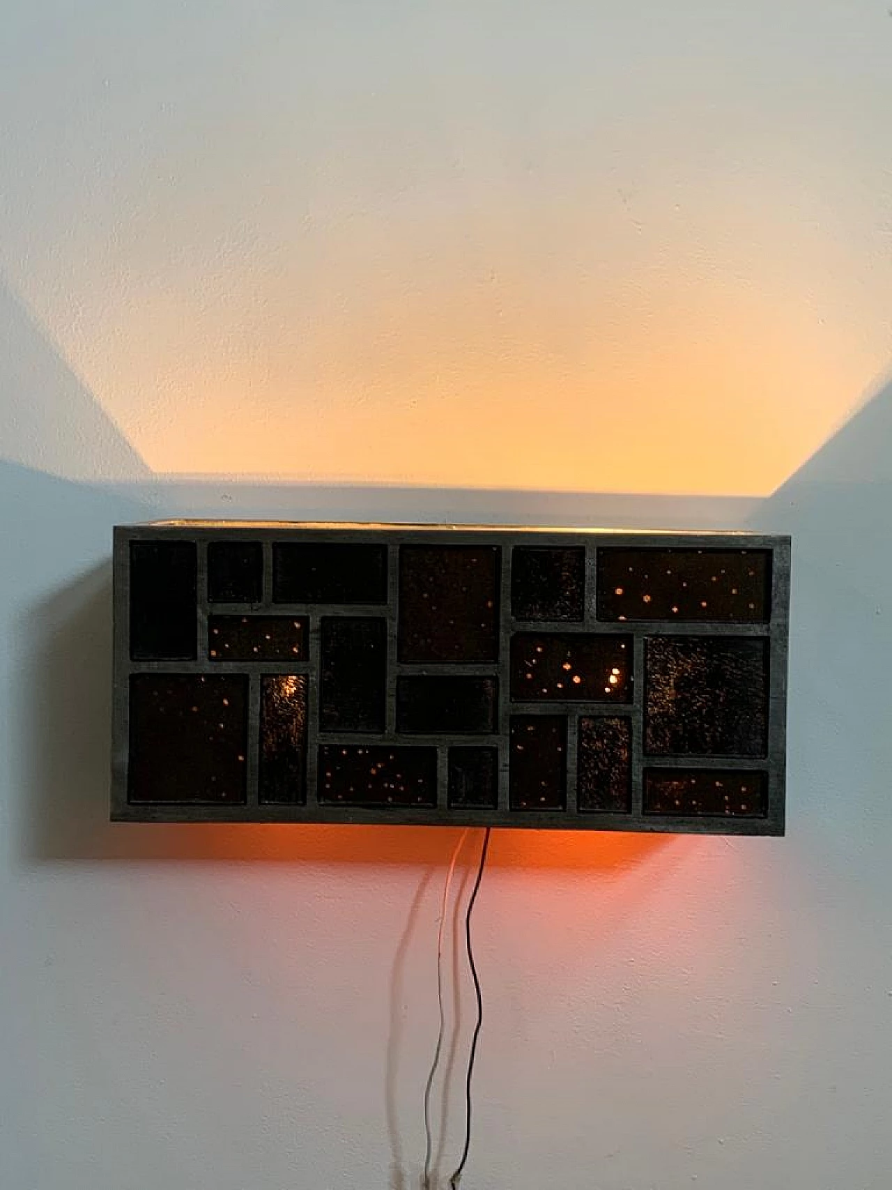 Metal and glass wall lamp, 1970s 6