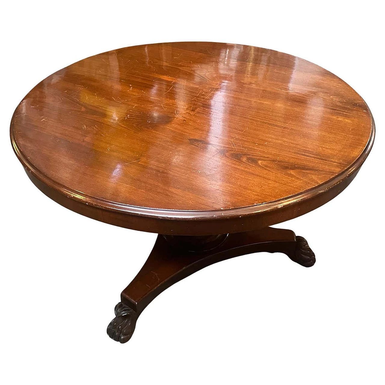 Tavolo rotondo Impero a ribalta in legno di mogano impiallacciato, 1840 3