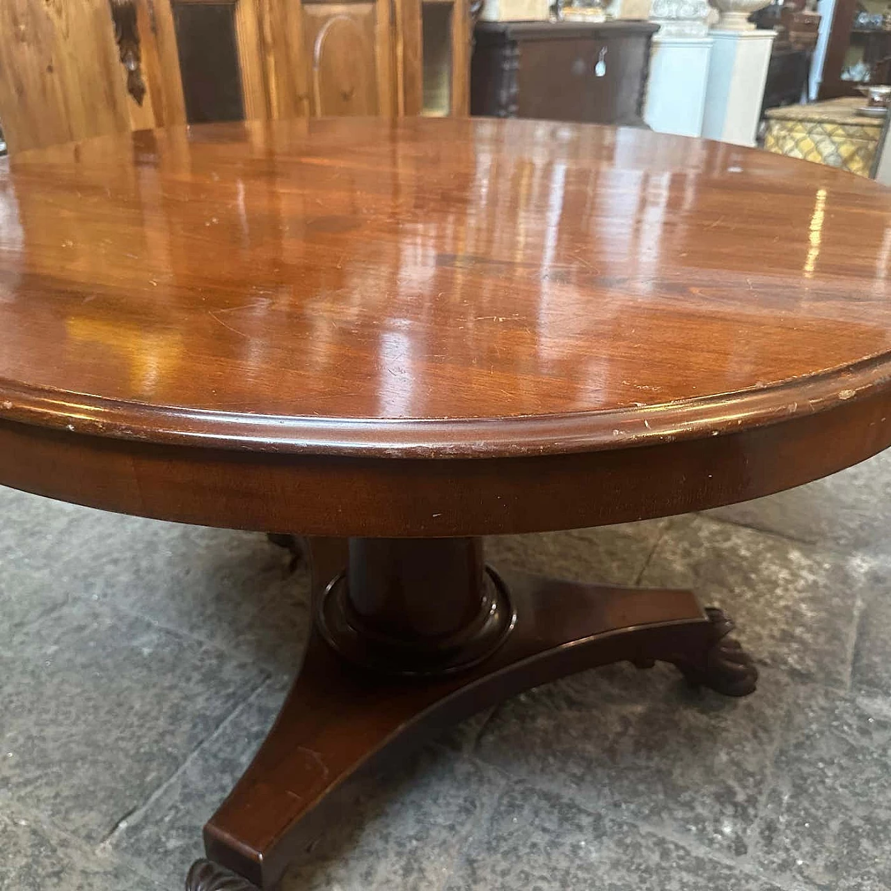 Empire veneered mahogany folding round table, 1840 5