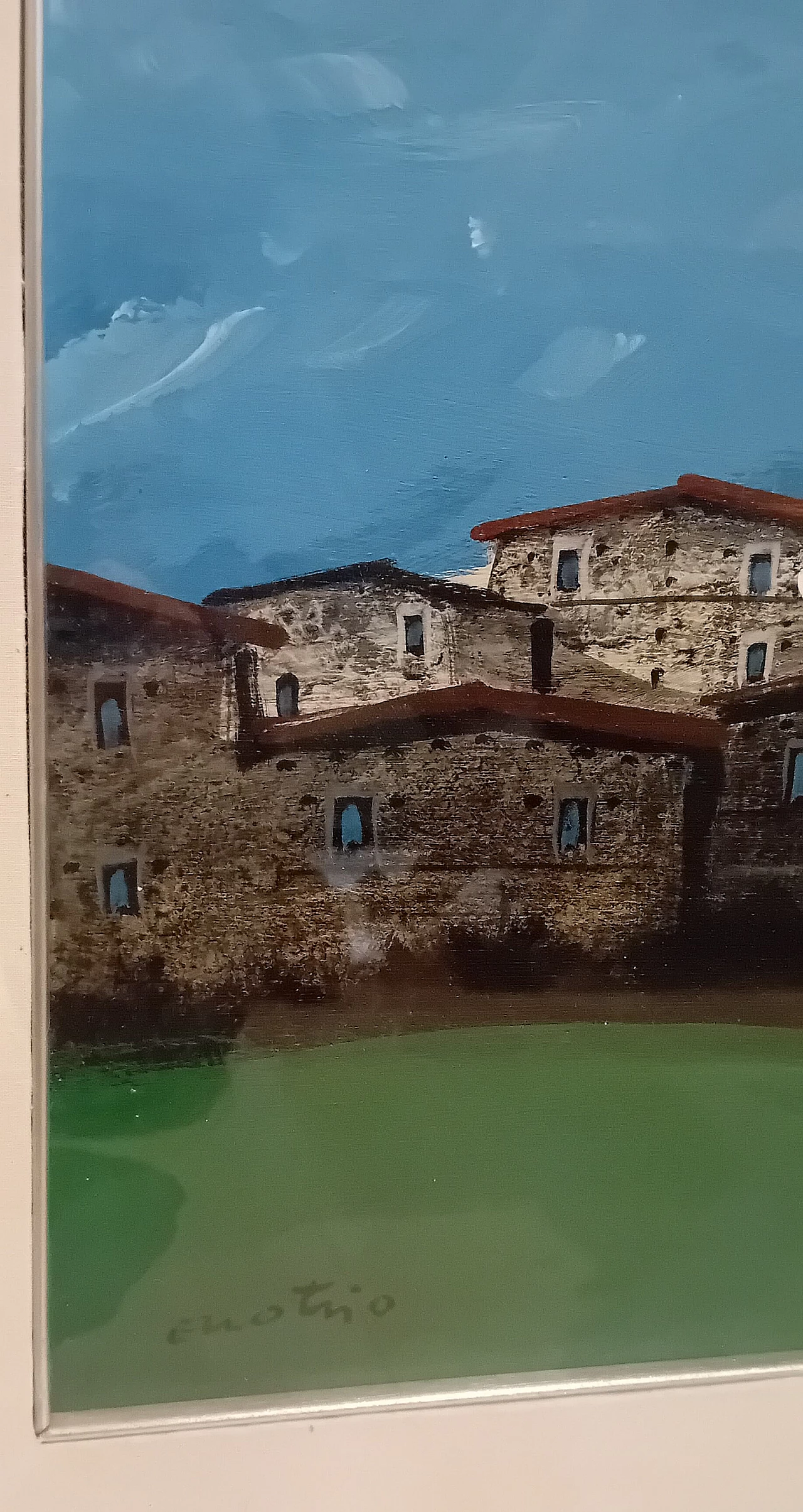 Enotrio Pugliese, Paesaggio calabrese, tempera su compensato, anni '60 12