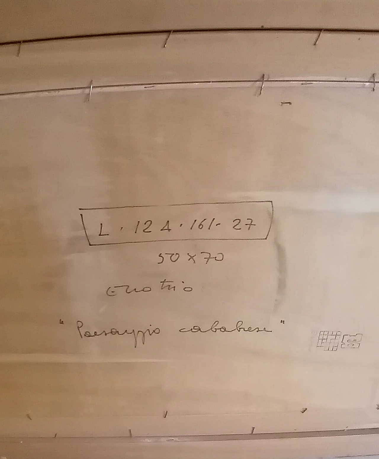 Enotrio Pugliese, Paesaggio calabrese, tempera su compensato, anni '60 15