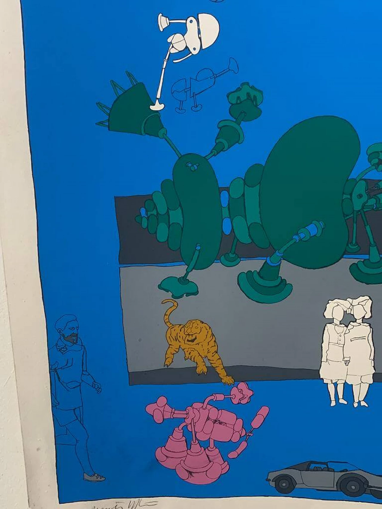 Renato Volpini, Characters and useless machines, lithograph, 1960s 4