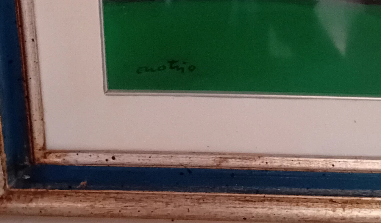 Enotrio Pugliese, Paesaggio calabrese, tempera su compensato, anni '60 22