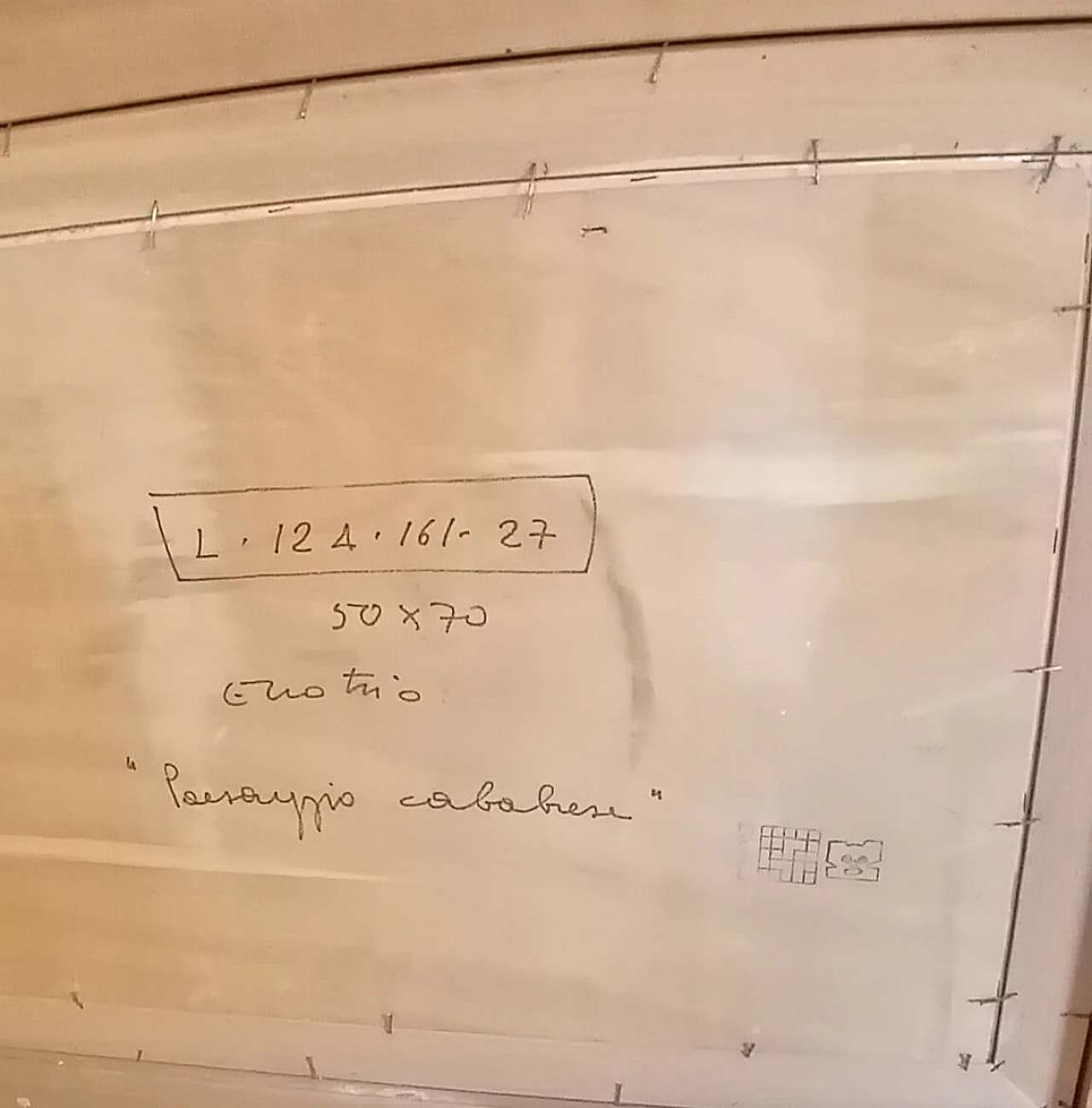 Enotrio Pugliese, Paesaggio calabrese, tempera su compensato, anni '60 23