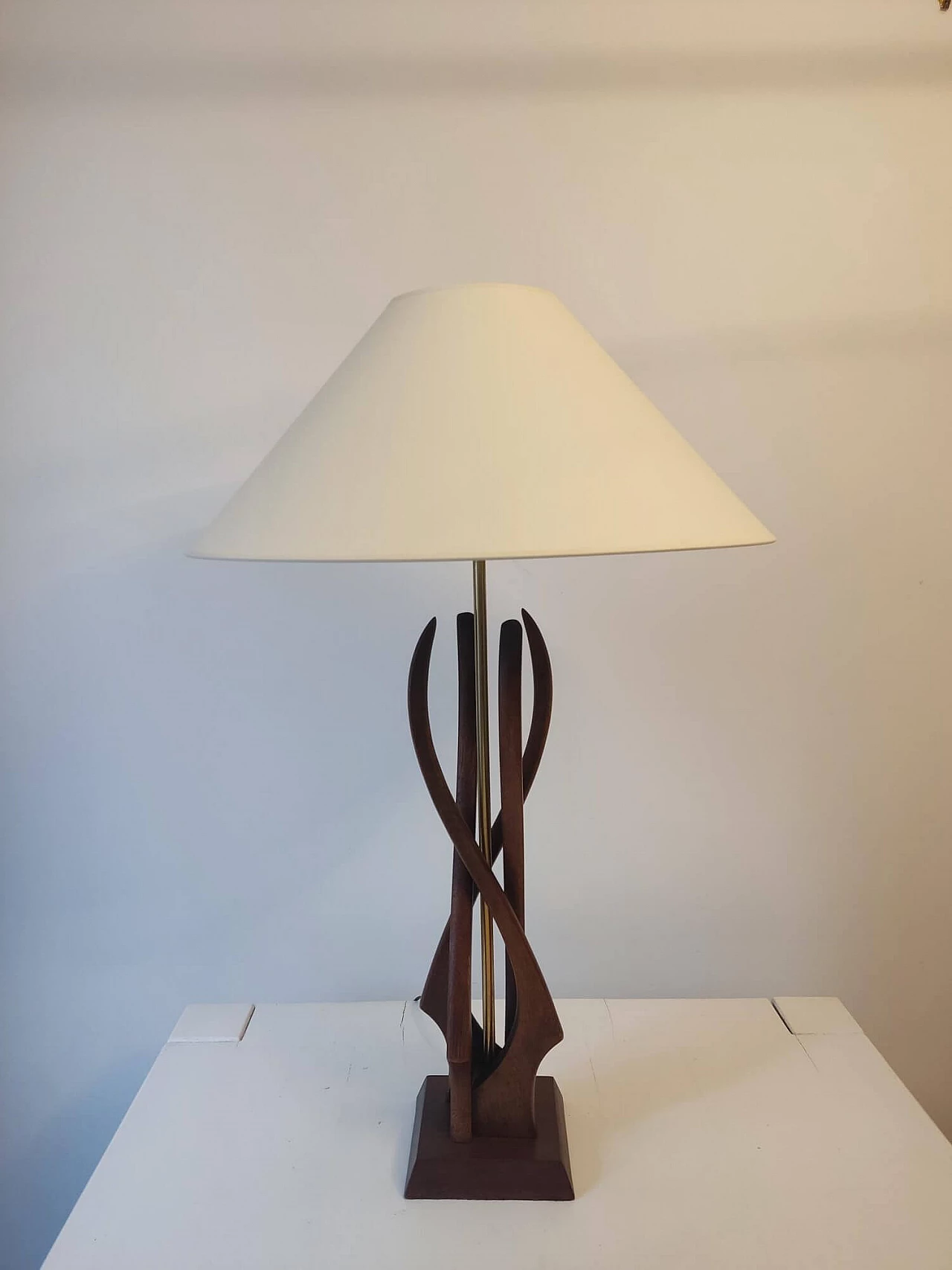 Pair of organic table lamps with walnut base, 1960s 4