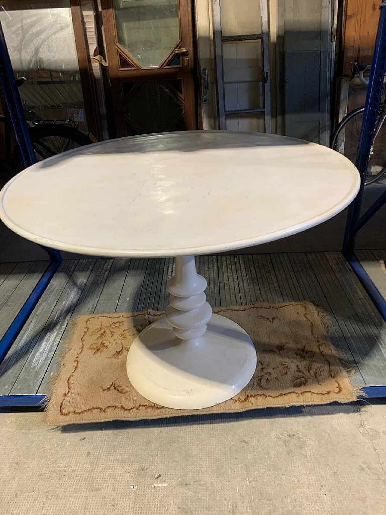 Round white metal table by Pols Potten, 1960s 7