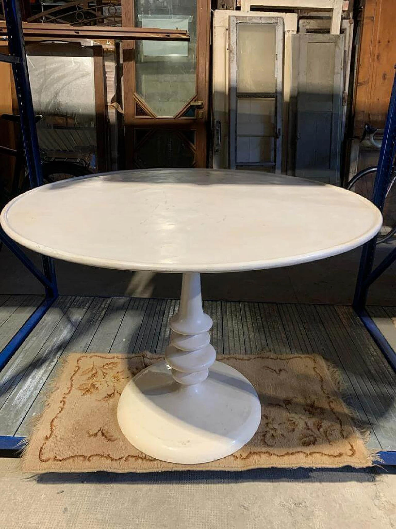Round white metal table by Pols Potten, 1960s 8
