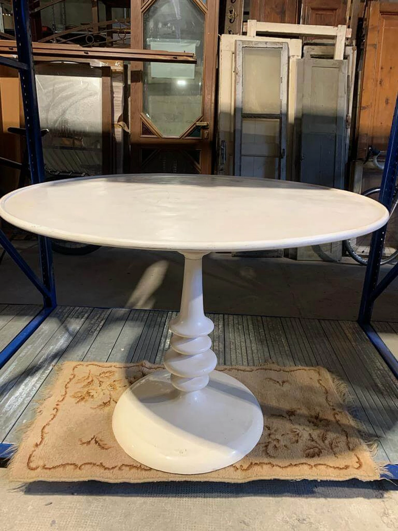 Round white metal table by Pols Potten, 1960s 9