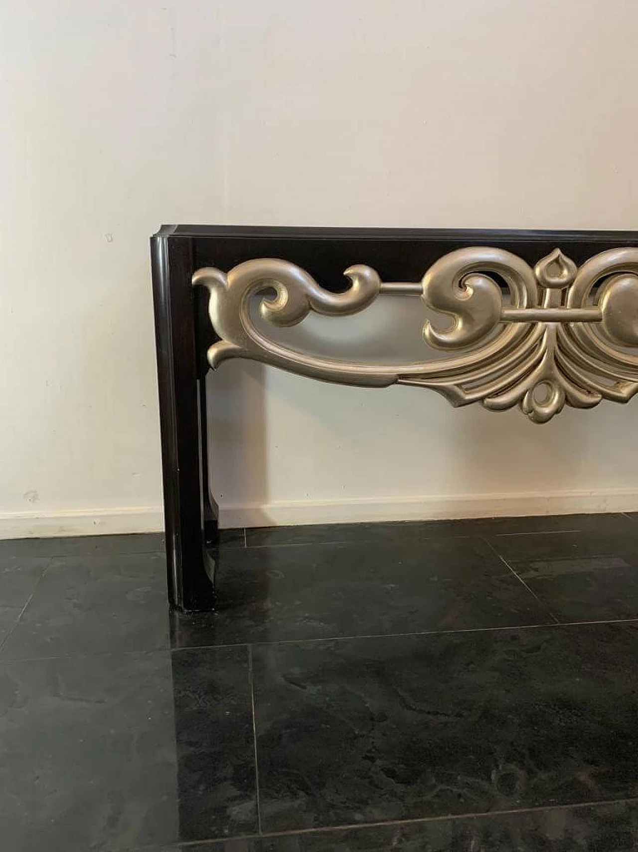 Silver and black lacquered wood console, 1980s 6