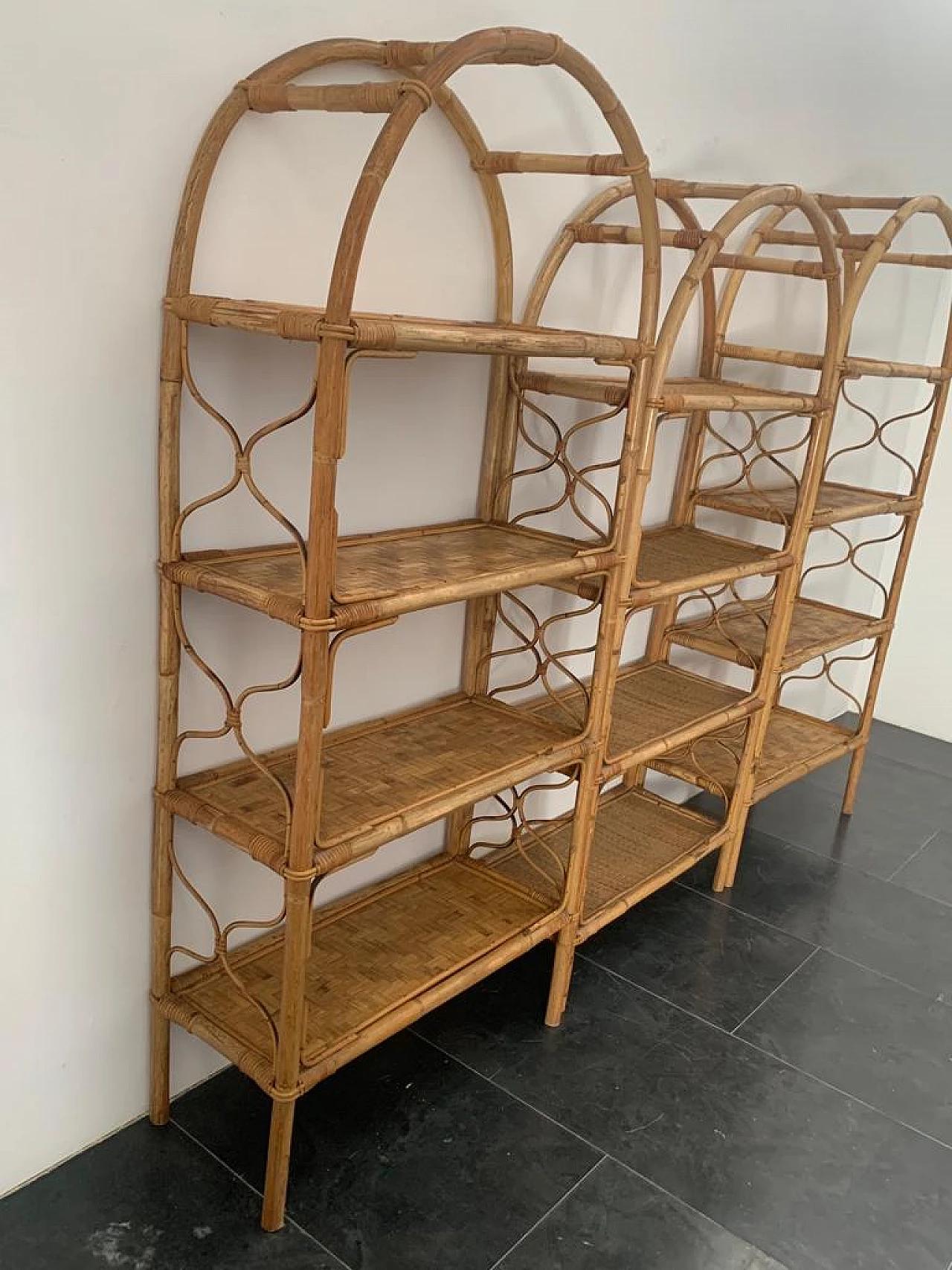 3 Bookcases in bamboo and wicker, 1960s 2