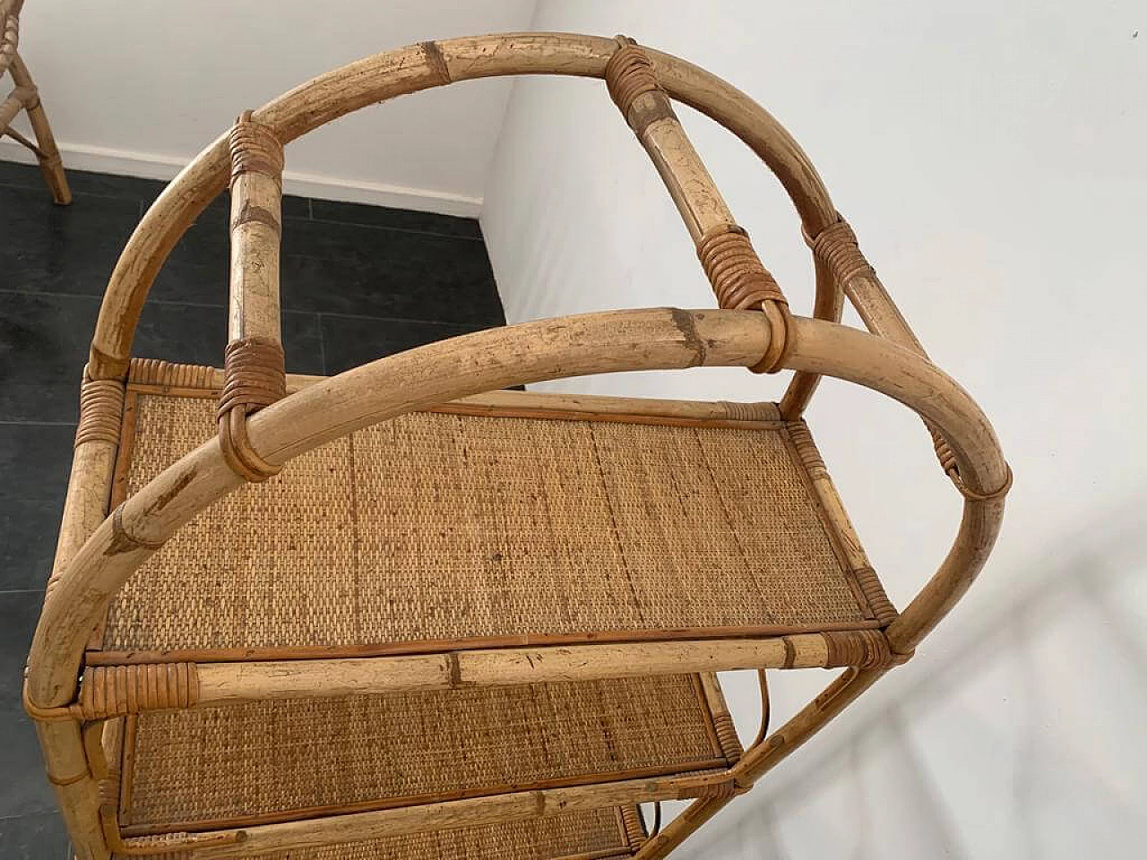 3 Bookcases in bamboo and wicker, 1960s 9