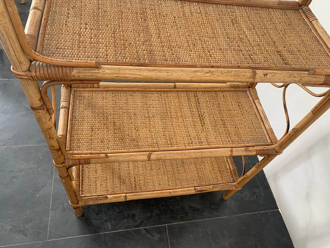 3 Bookcases in bamboo and wicker, 1960s 13