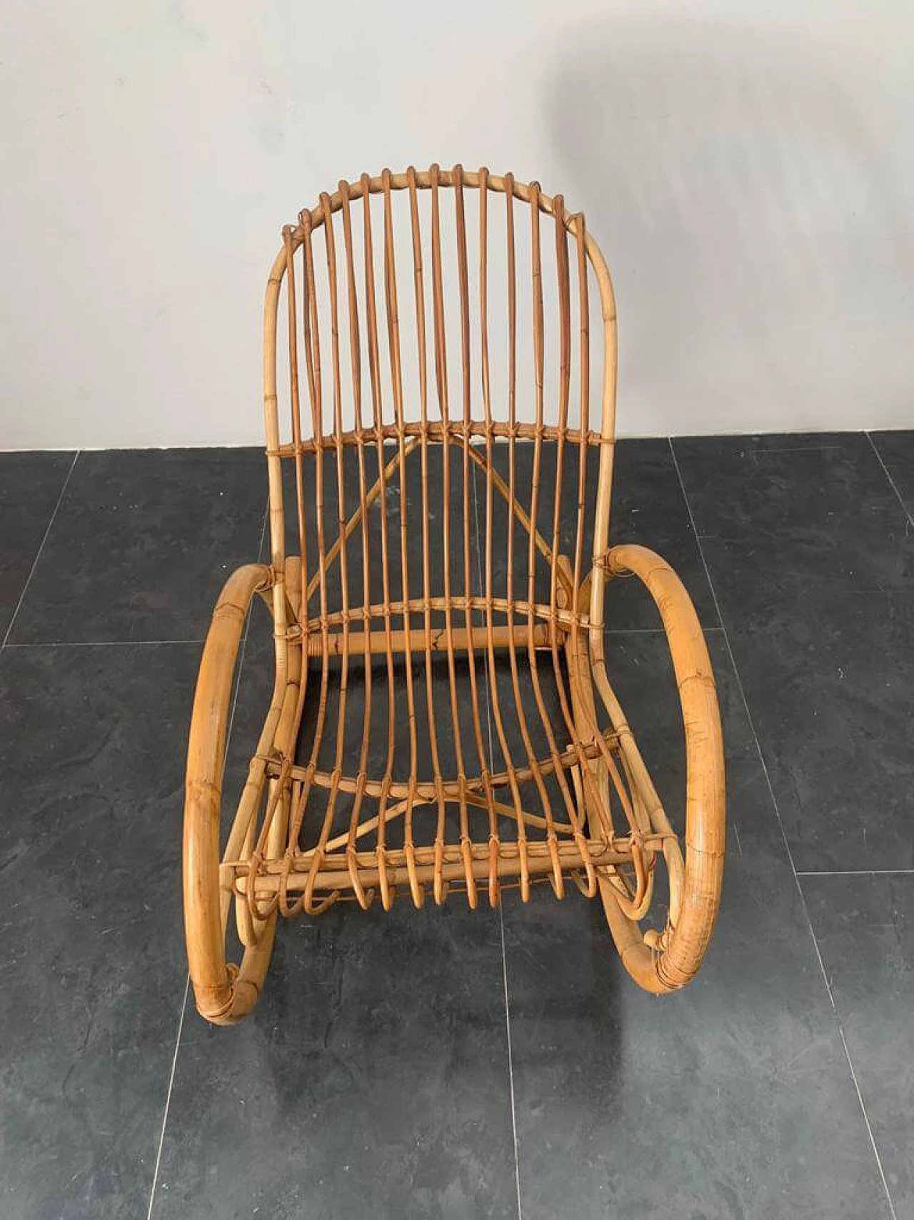 Pair of bamboo rocking chairs, 1960s 4